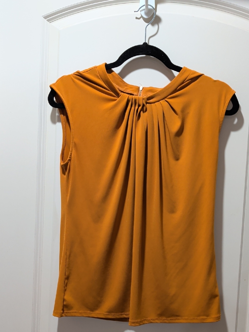 Liz Claiborne Mustard Draped Sleeveless Blouse